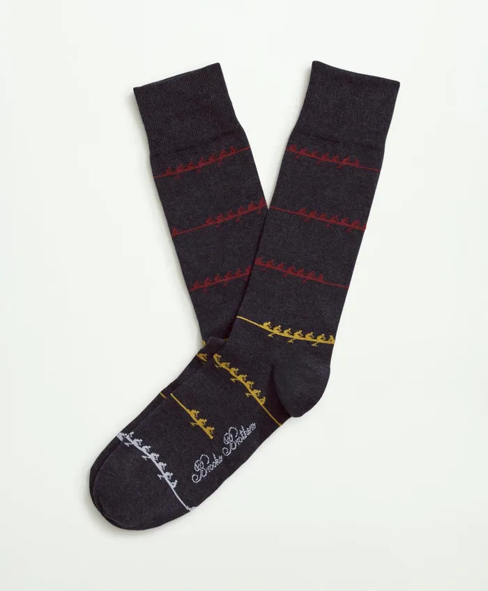 Men Rower Stripe Crew Socks Navy Multi Brooks Brothers Sock