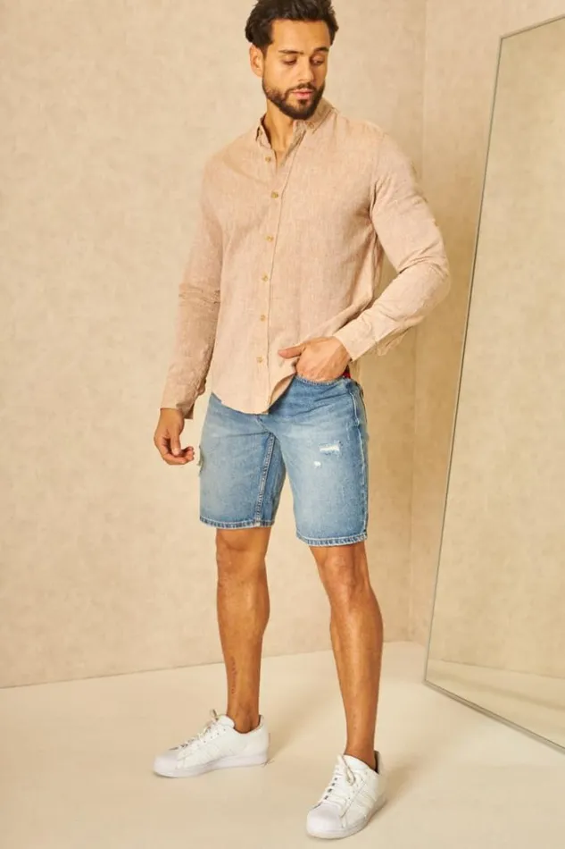 Men Short En Jean Dchir Bleu Blue Brentiny Paris Shorts