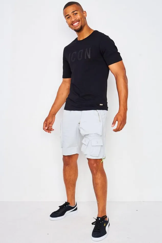 Men Shorts In Grey With 3d Pockets And Yellow Details Grey Brentiny Paris Shorts