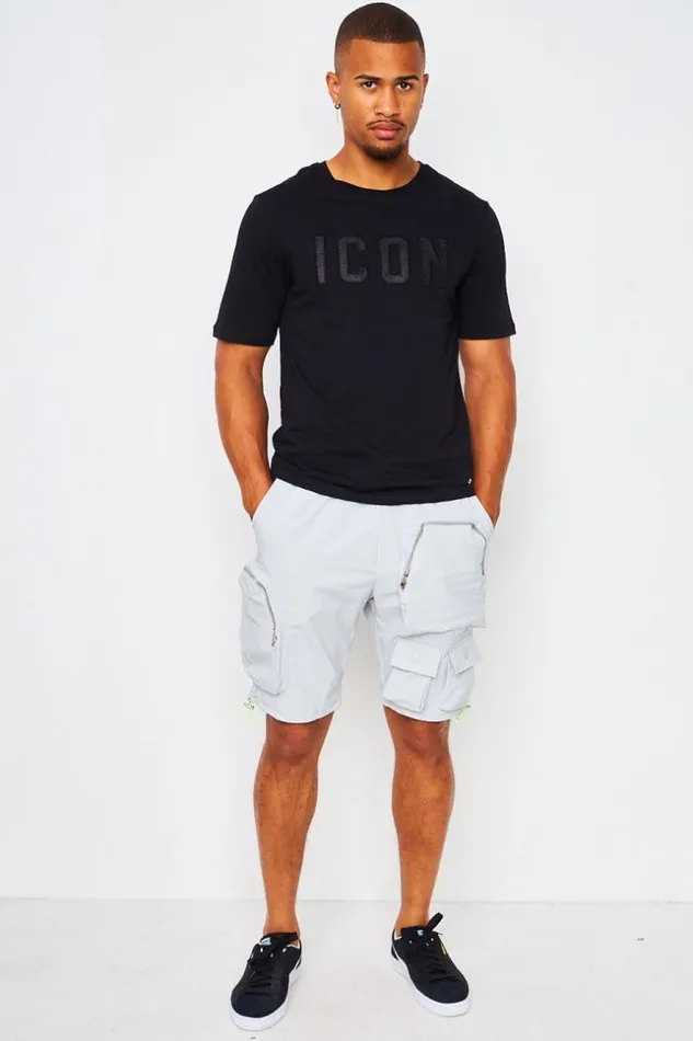 Men Shorts In Grey With 3d Pockets And Yellow Details Grey Brentiny Paris Shorts