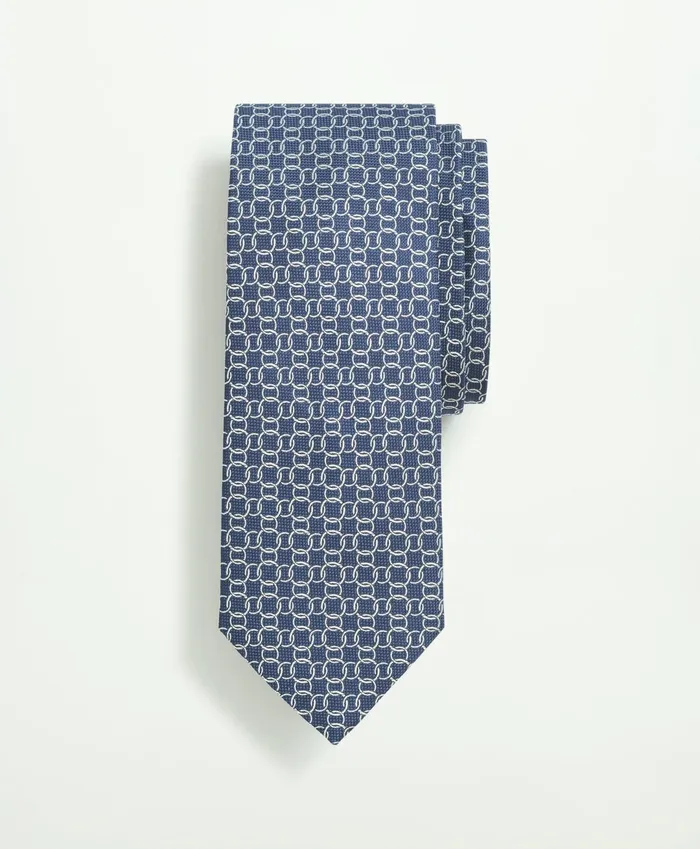 Men Silk Circle Link Pattern Tie Navy Brooks Brothers Ties and Pocket Squares