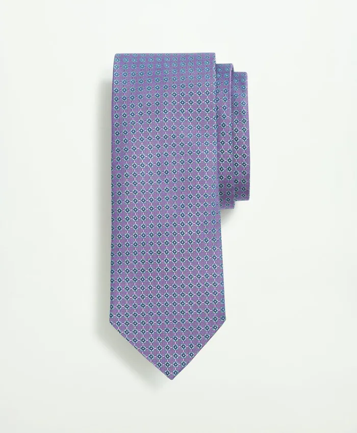 Men Silk Woven Mini Geo Pattern Tie Purple Brooks Brothers Ties and Pocket Squares