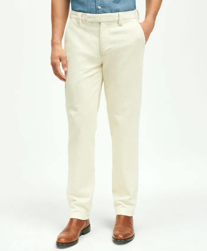 Men Slim Fit Cotton WideWale Corduroy Pants Natural Brooks Brothers Chinos and Casual Pants
