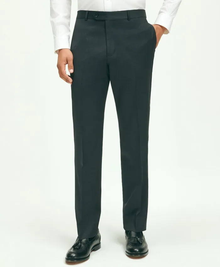 Men Slim Fit Wool 1818 Dress Pants Charcoal Brooks Brothers Dress Pants
