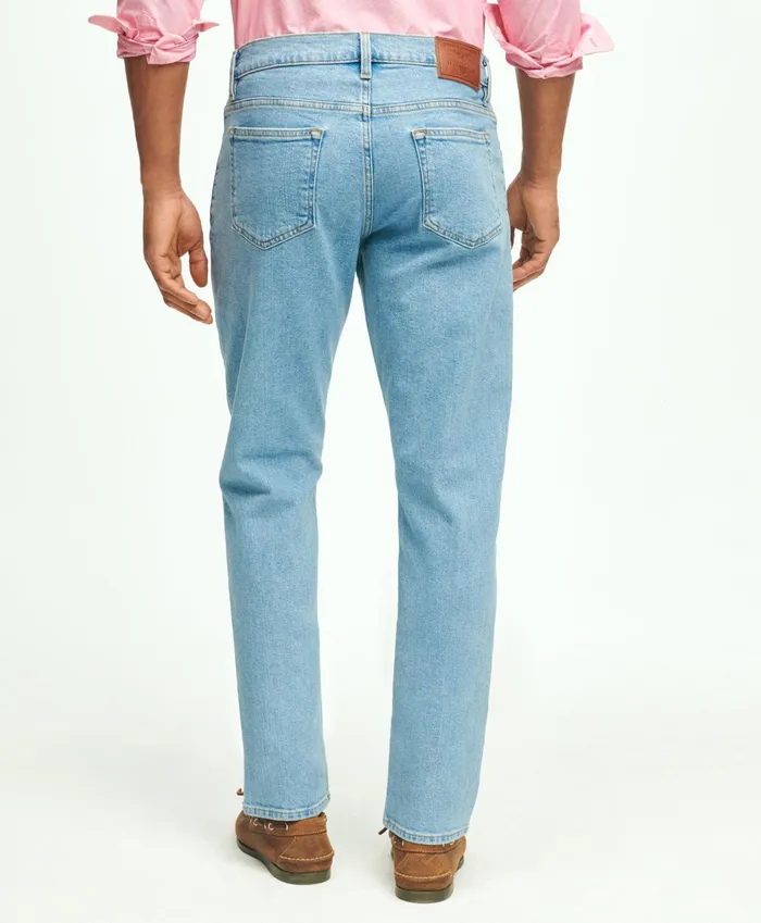 Men Straight Fit Denim Jeans Light Blue Brooks Brothers Chinos and Casual Pants