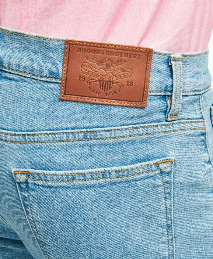 Men Straight Fit Denim Jeans Light Blue Brooks Brothers Chinos and Casual Pants