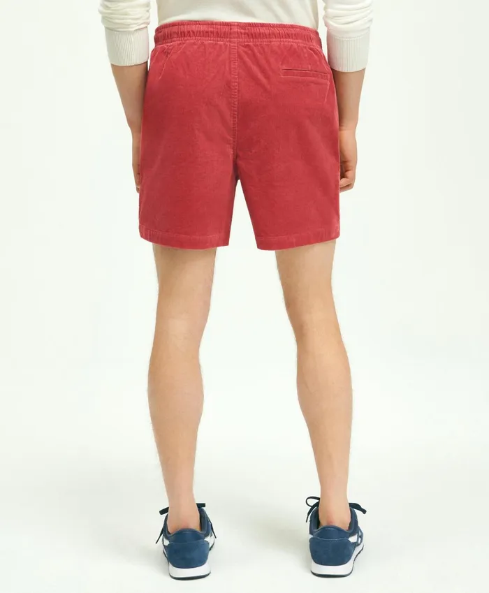 Men Stretch Cotton Drawstring Friday 15Wale Corduroy Shorts Bright Red Brooks Brothers Shorts and Swimwear