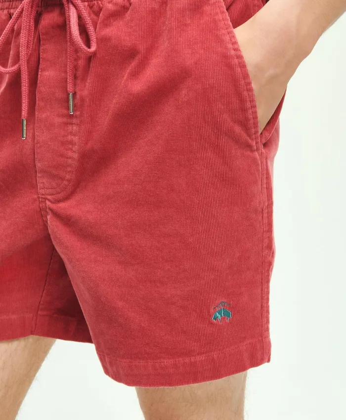 Men Stretch Cotton Drawstring Friday 15Wale Corduroy Shorts Bright Red Brooks Brothers Shorts and Swimwear