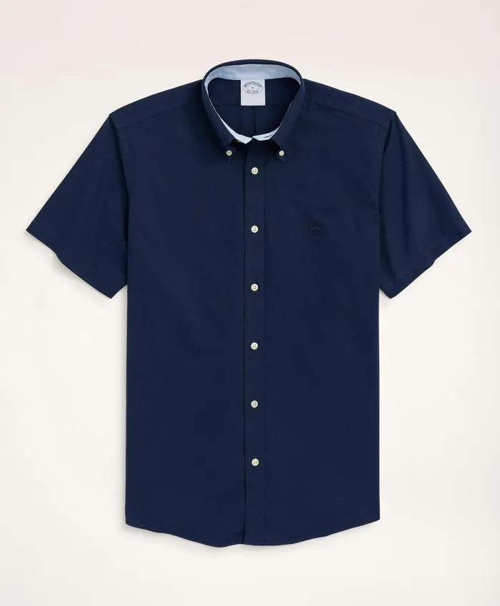 Men Stretch Regent RegularFit Sport Shirt NonIron ShortSleeve Oxford Navy Brooks Brothers Sport Shirts Men Stretch Regent RegularFit Sport Shirt NonIron ShortSleeve Oxford Navy Brooks Brothers Sport Shirts
