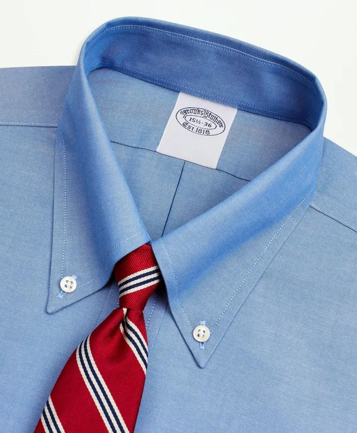 Men Stretch Supima Cotton NonIron Pinpoint Oxford ButtonDown Collar Dress Shirt Blue Brooks Brothers Dress Shirts