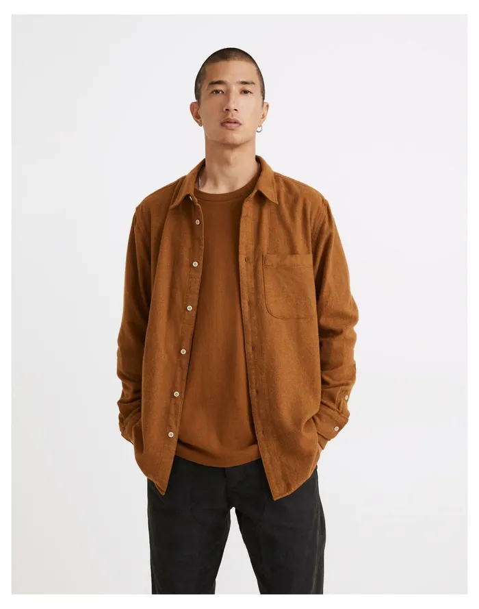 Men Sunday Flannel Perfect Long Sleeve Shirt Dried Cedar Madewell Shirts