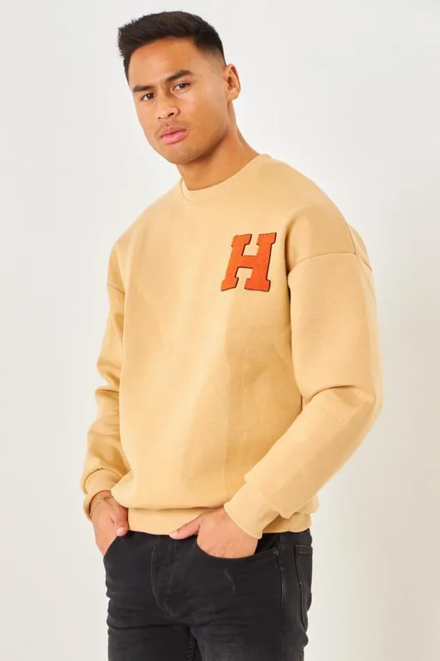 Men Sweat Beige Fonc cusson 034H034 Brod Darkbeige Brentiny Paris Sweatshirts and Pullovers Men Sweat Beige Fonc cusson 034H034 Brod Darkbeige Brentiny Paris Sweatshirts and Pullovers