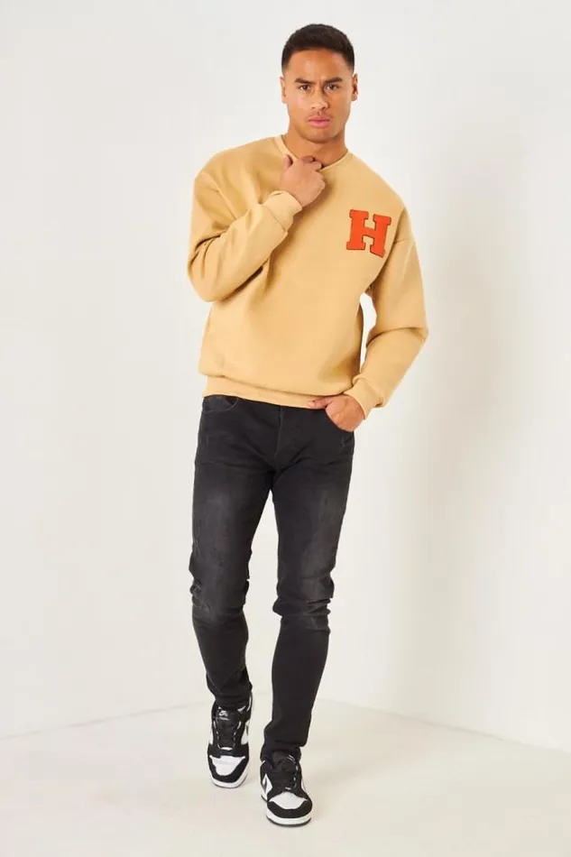 Men Sweat Beige Fonc cusson 034H034 Brod Darkbeige Brentiny Paris Sweatshirts and Pullovers Men Sweat Beige Fonc cusson 034H034 Brod Darkbeige Brentiny Paris Sweatshirts and Pullovers