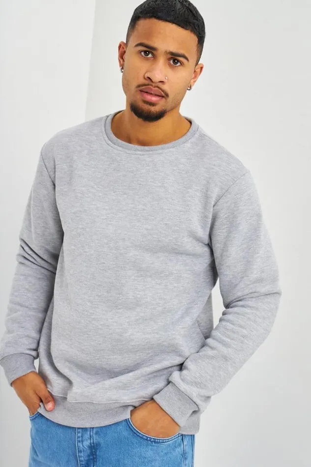 Men Sweat Gris Col Rond Grey Brentiny Paris Sweatshirts and Pullovers