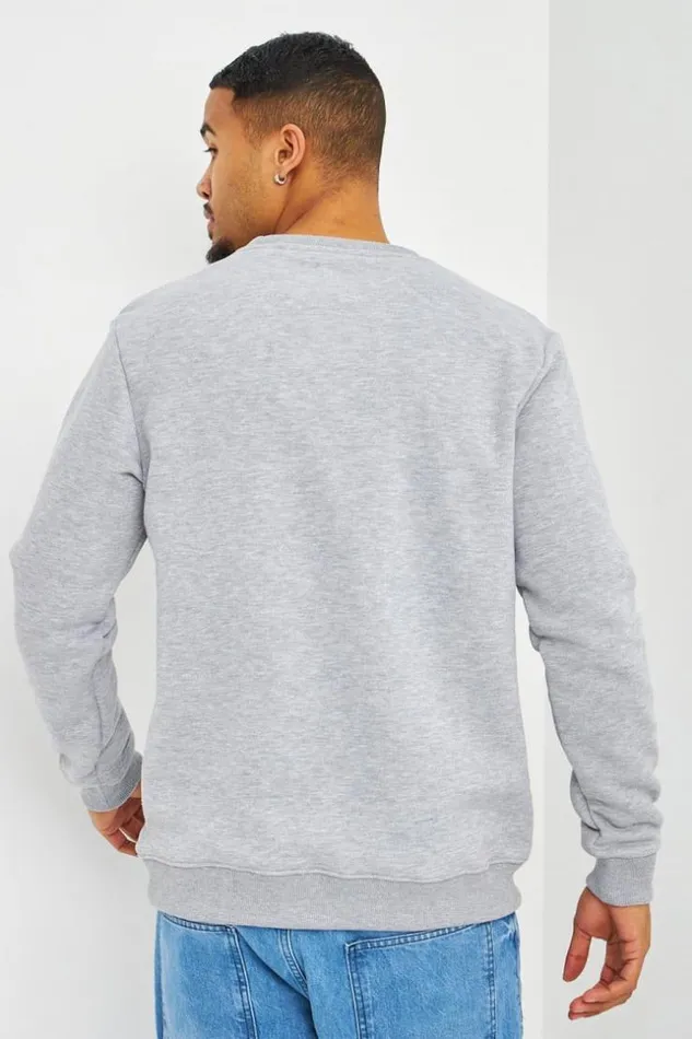 Men Sweat Gris Col Rond Grey Brentiny Paris Sweatshirts and Pullovers