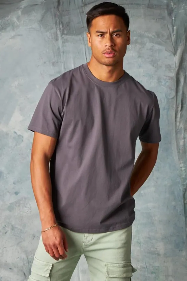 Men TShirt Basique Manches Courtes Gris Anthracite Grey Brentiny Paris TShirts