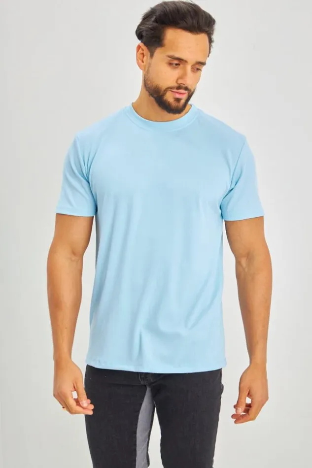 Men TShirt Bleu Ciel Ctel Manches Courtes Bleuclair Brentiny Paris TShirts