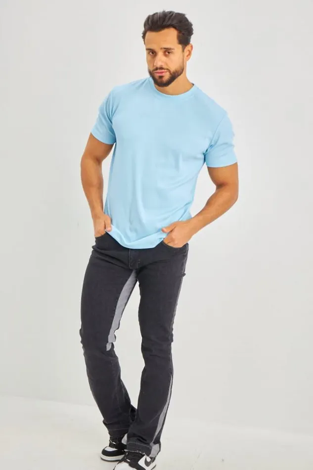 Men TShirt Bleu Ciel Ctel Manches Courtes Bleuclair Brentiny Paris TShirts