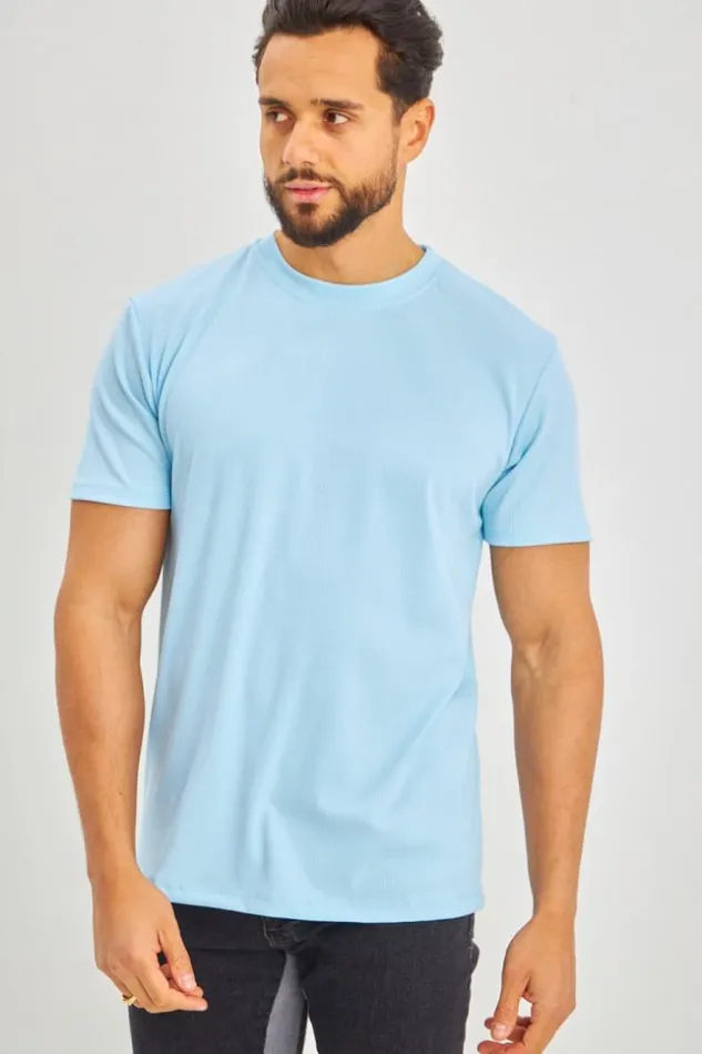 Men TShirt Bleu Ciel Ctel Manches Courtes Bleuclair Brentiny Paris TShirts