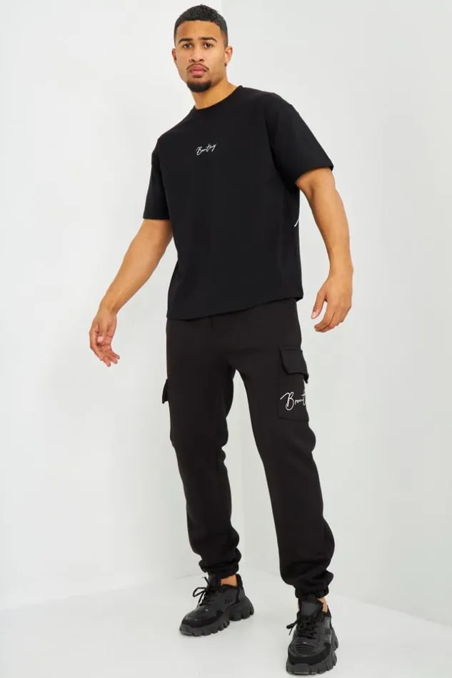Men TShirt Noir Inscriptions Blanches Brentiny Black Brentiny Paris TShirts