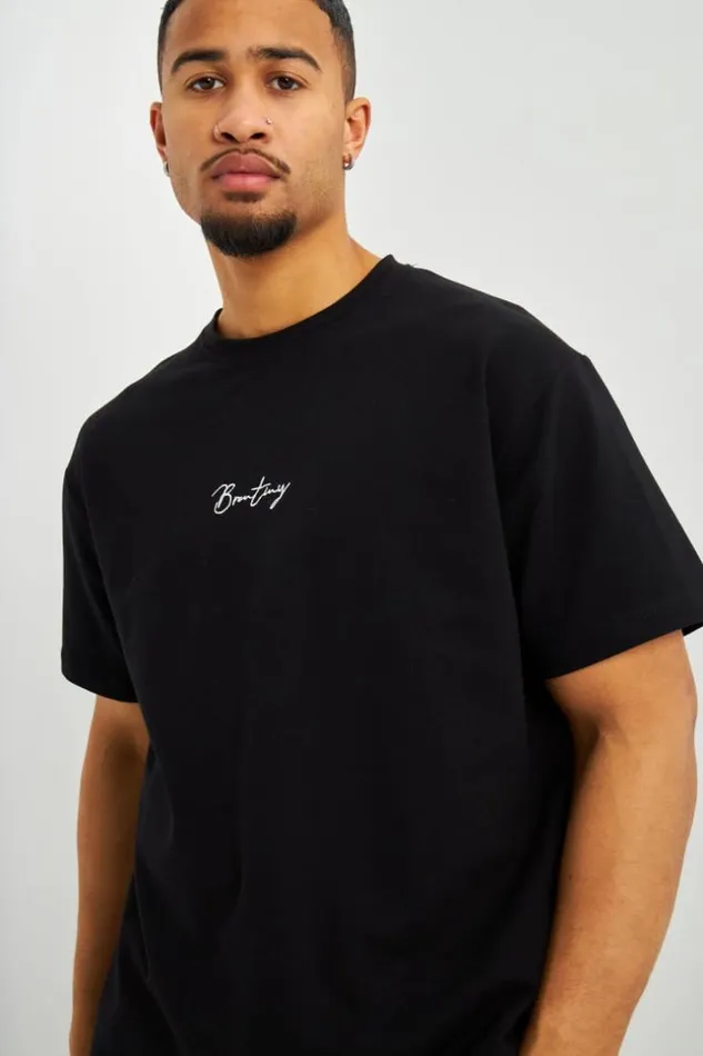 Men TShirt Noir Inscriptions Blanches Brentiny Black Brentiny Paris TShirts