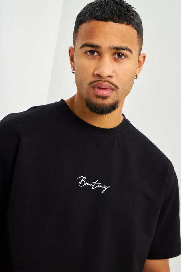 Men TShirt Noir Inscriptions Blanches Brentiny Black Brentiny Paris TShirts