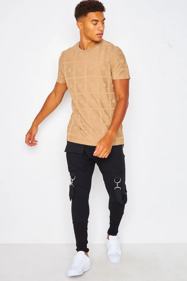 Men TShirt With Ace Of Spades Print In Dark Beige Beige Brentiny Paris TShirts