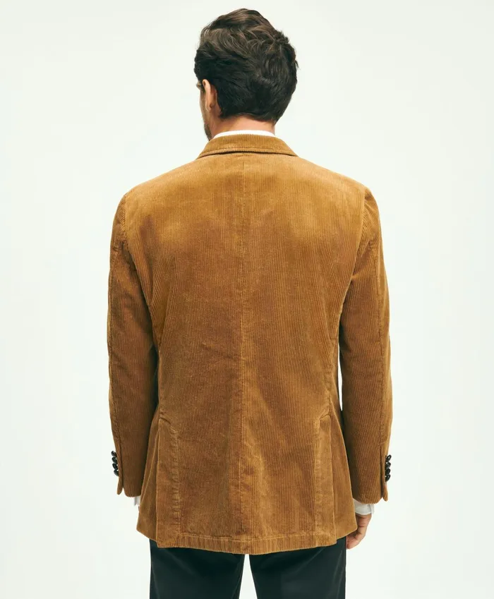 Men Traditional Fit Stretch Cotton WideWale Corduroy Sport Coat Medium Brown Brooks Brothers Sport Coats and Blazers