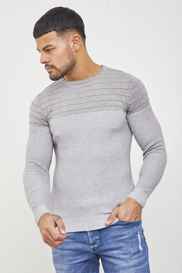 Men TwoTone Gray And White Jumper White Brentiny Paris Sweatshirts and Pullovers