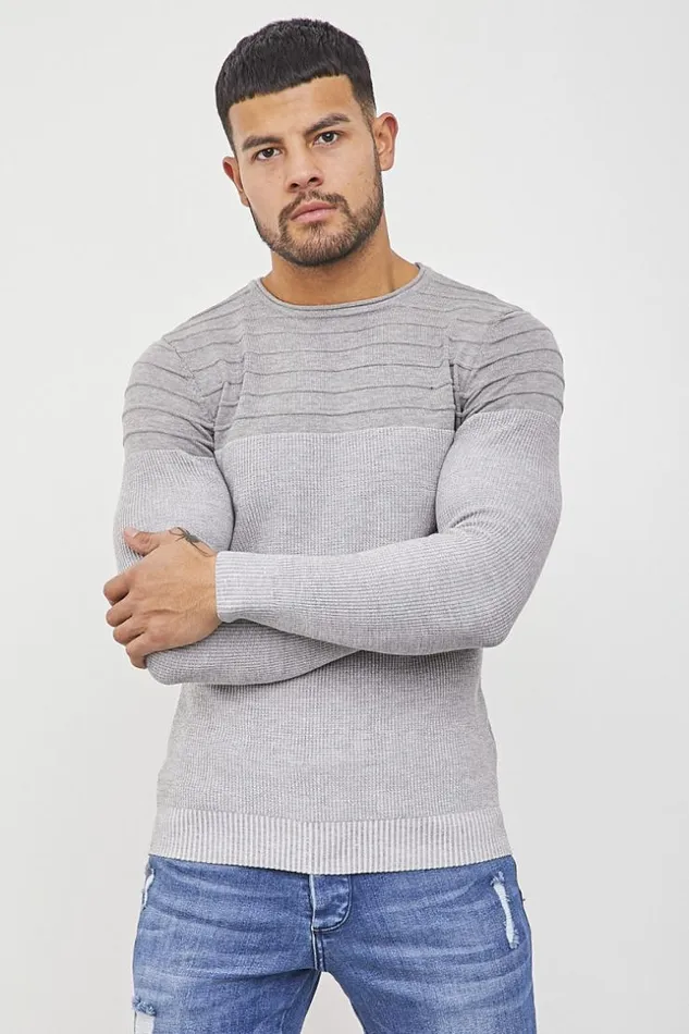 Men TwoTone Gray And White Jumper White Brentiny Paris Sweatshirts and Pullovers