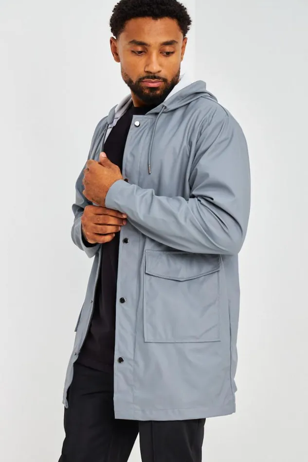 Men Veste MiLongue Gris Fonc Capuche En Simili Cuir Mat Grey Brentiny Paris Jackets