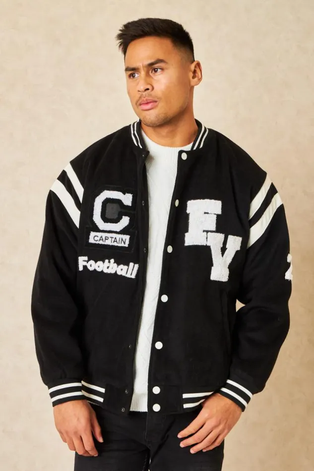 Men Veste Noire Inscriptions 034 Football Americain 034 Black Brentiny Paris Jackets