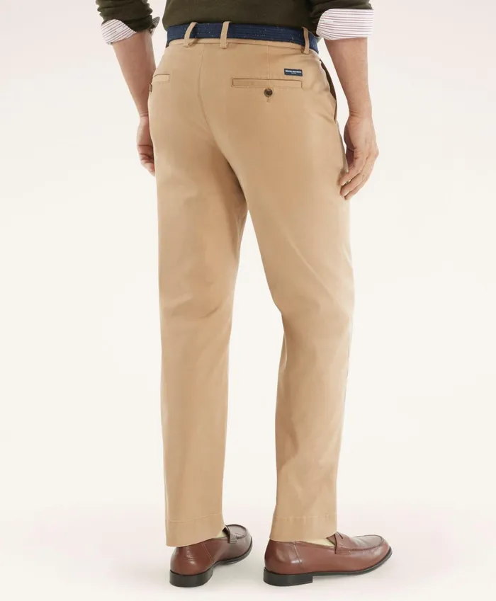 Men Washed Stretch Chino Pants Dark Beige Brooks Brothers Chinos and Casual Pants