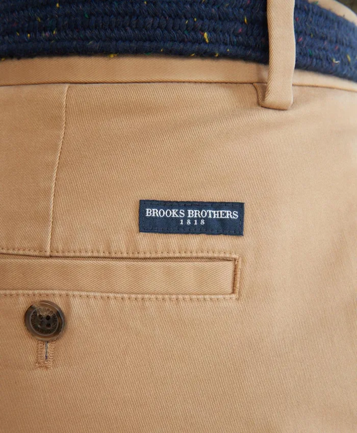 Men Washed Stretch Chino Pants Dark Beige Brooks Brothers Chinos and Casual Pants