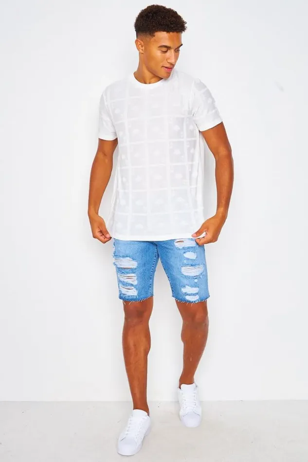 Men White TShirt With Ace Of Spades Print White Brentiny Paris TShirts