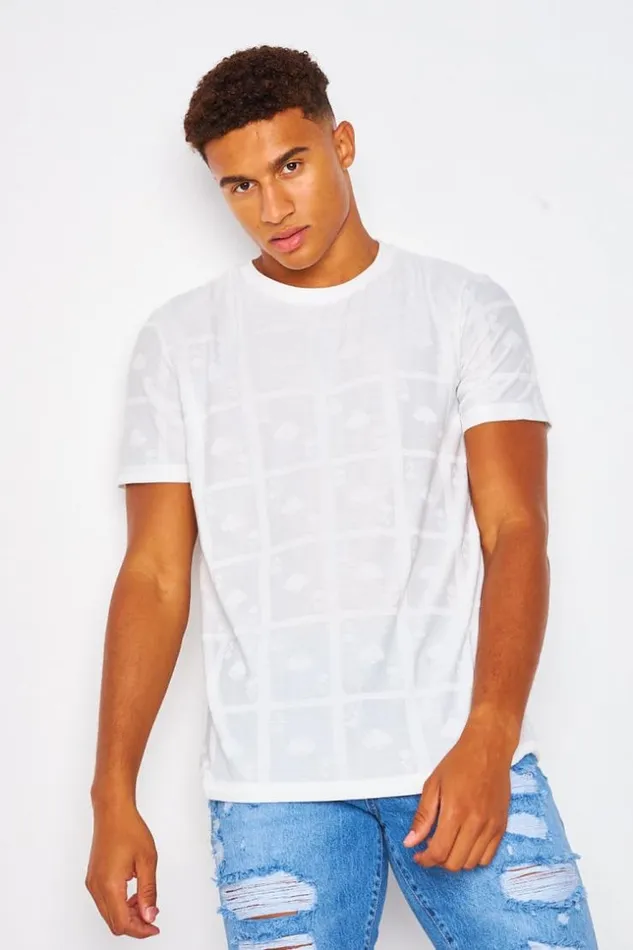 Men White TShirt With Ace Of Spades Print White Brentiny Paris TShirts