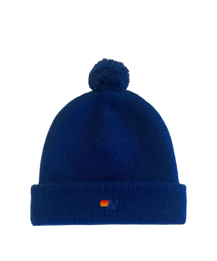 MenWomen CASHMERE POM POM BEANIE 8211 MIDNIGHT Aviator Nation