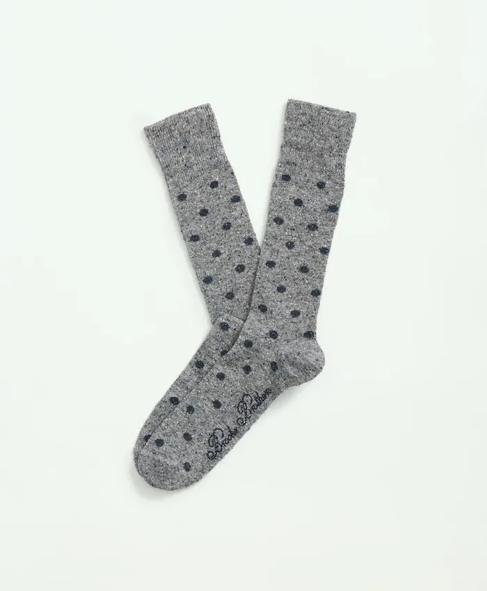 Men WoolSilk Blend Flecked Socks Grey Multi Brooks Brothers Sock