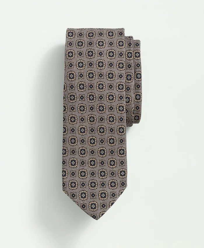 Men Wool Silk Cashmere Chevron Foulard Tie Grey Brooks Brothers Ties and Pocket Squares