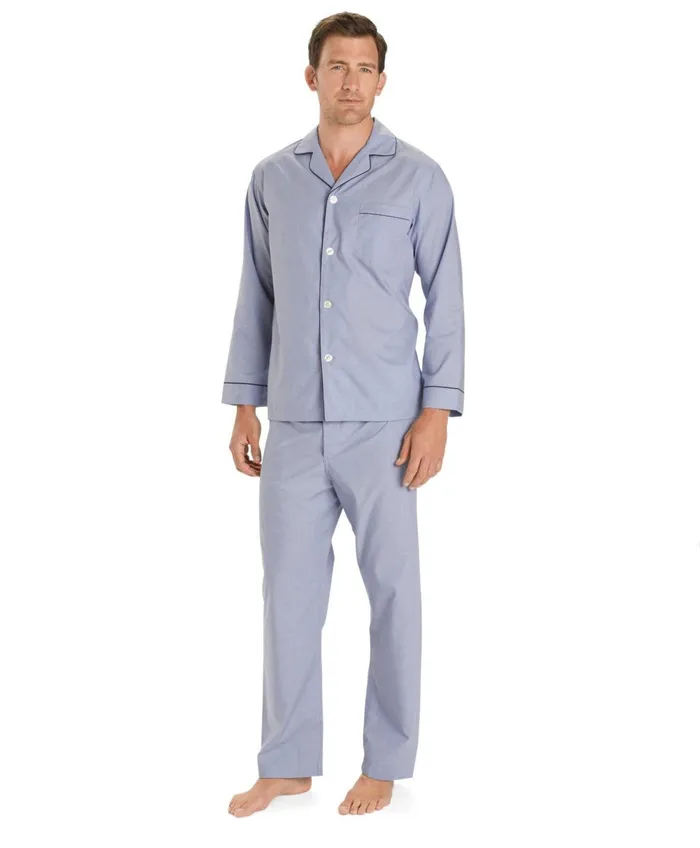 Men WrinkleResistant Broadcloth Pajamas Blue Brooks Brothers Pajamas and Robes