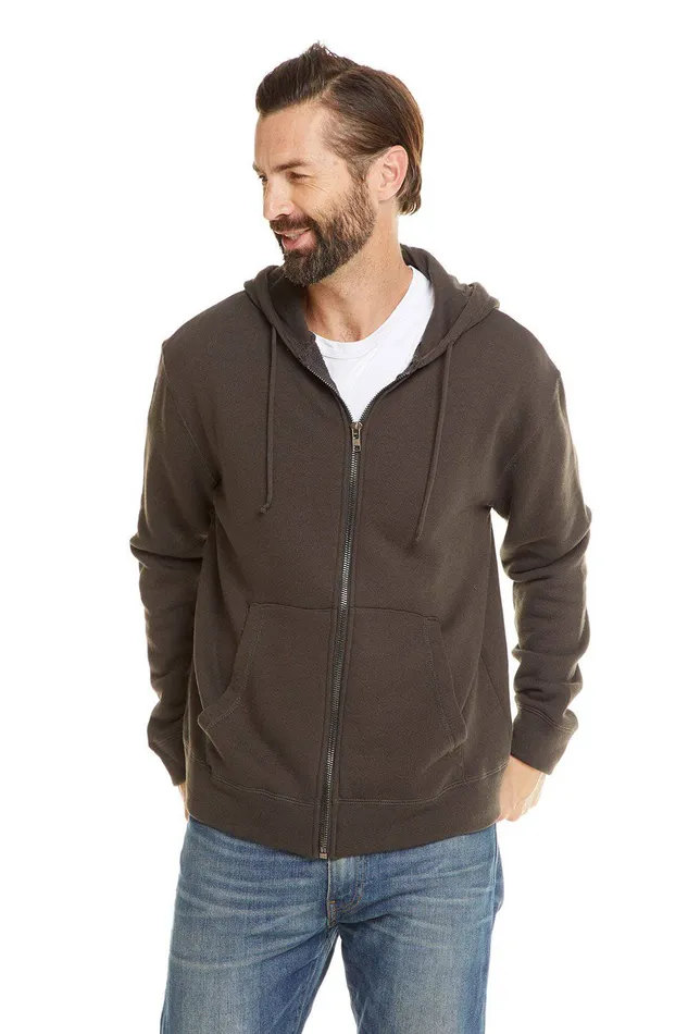 Mens FRENCH TERRY LS ZIP FRONT HOODIE Outerwear Chaser Brand
