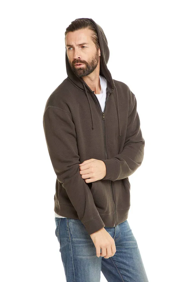 Mens FRENCH TERRY LS ZIP FRONT HOODIE Outerwear Chaser Brand