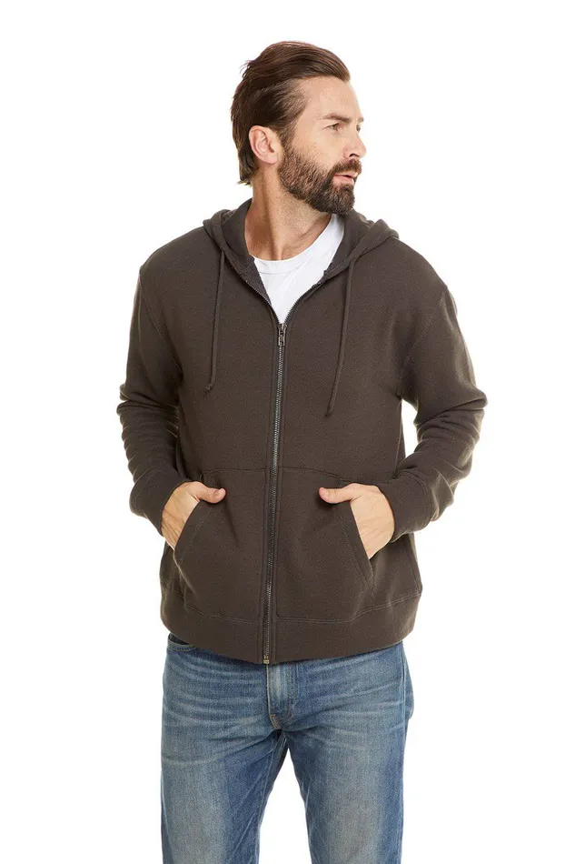 Mens FRENCH TERRY LS ZIP FRONT HOODIE Outerwear Chaser Brand