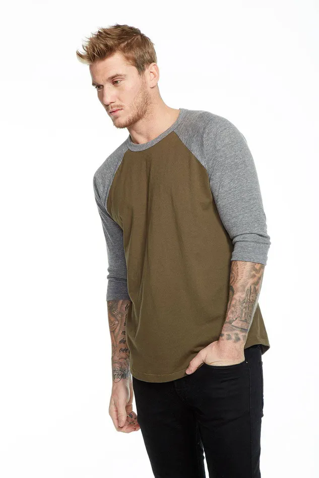 Mens Tops Chaser Brand BLOCKED 34 RAGLAN TEE