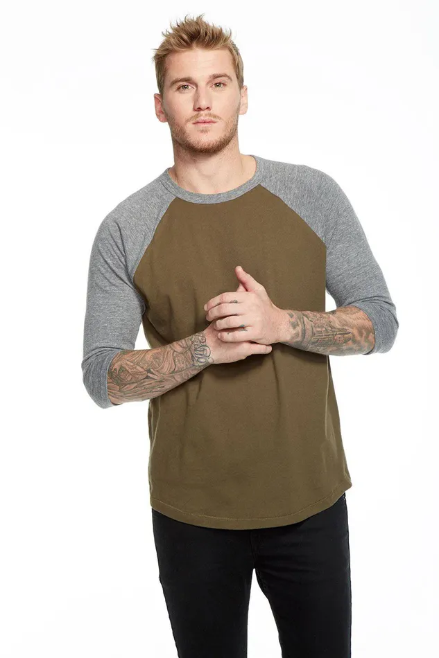 Mens Tops Chaser Brand BLOCKED 34 RAGLAN TEE