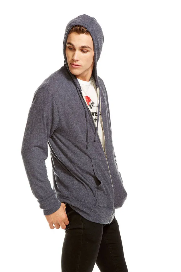 Mens VINTAGE KNIT LS ZIP FRONT HOODIE Outerwear Chaser Brand