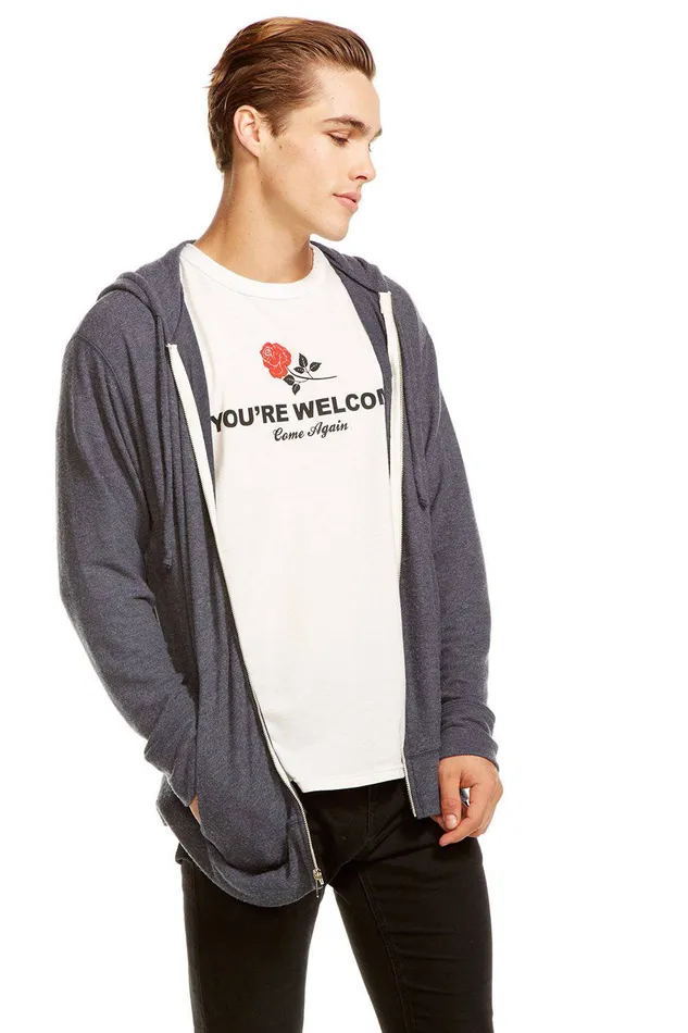 Mens VINTAGE KNIT LS ZIP FRONT HOODIE Outerwear Chaser Brand