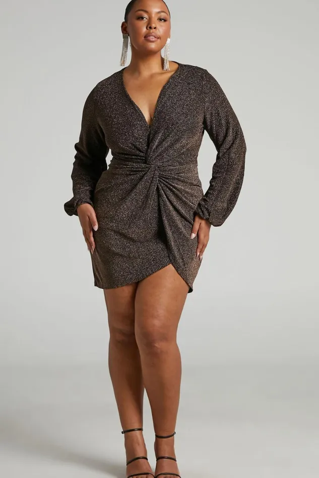 Mercia Mini Dress 8211 Twist Front Long Sleeve Dress In Black Women Showpo Dresses