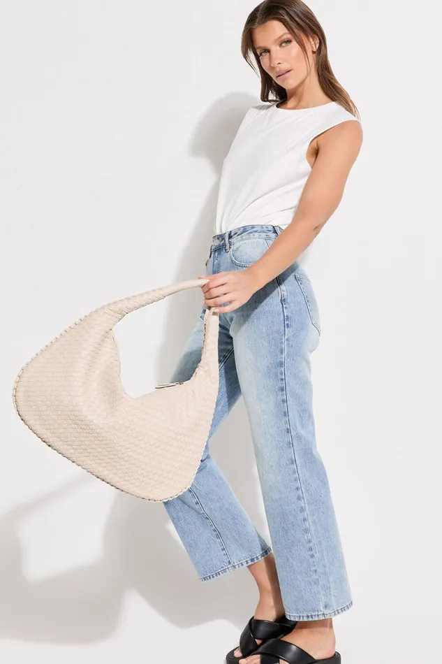 Messina Bag 8211 Quilted Weave Shoulder Bag In Bone Women Showpo Bags