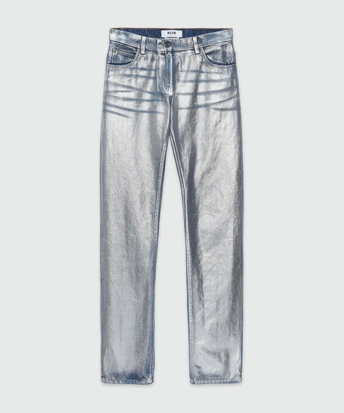 Metallic Demin Pants Women MSGM Pants And Shorts
